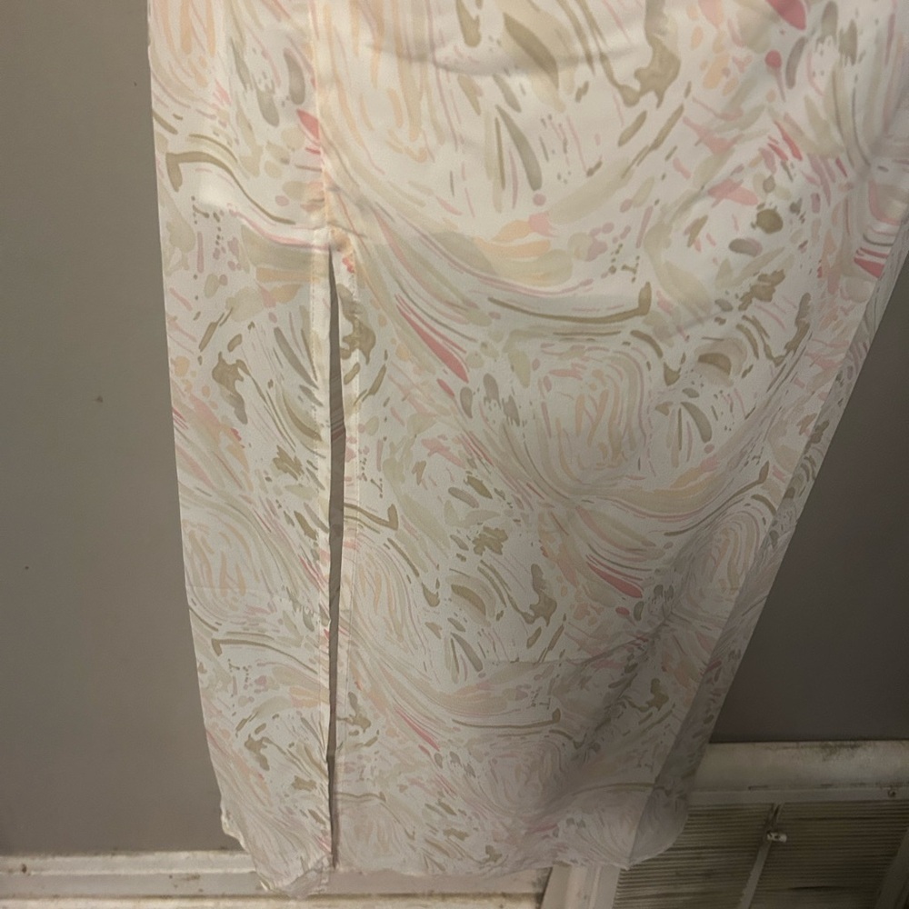 Virgo & Aster dress - white with light pink/beige print open back maxi NWT - Picture 5 of 14